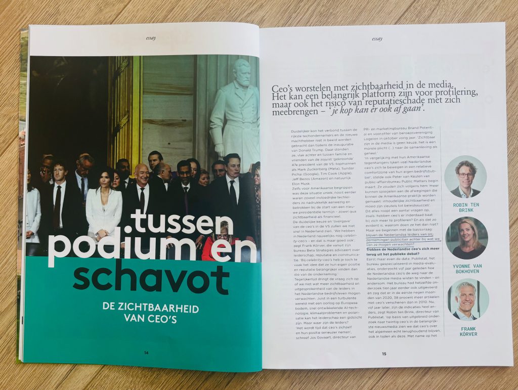 Artikel zichtbaarheid ceo's adformatie Beta Strategies Frank Körver reputatie communicatie leiderschap