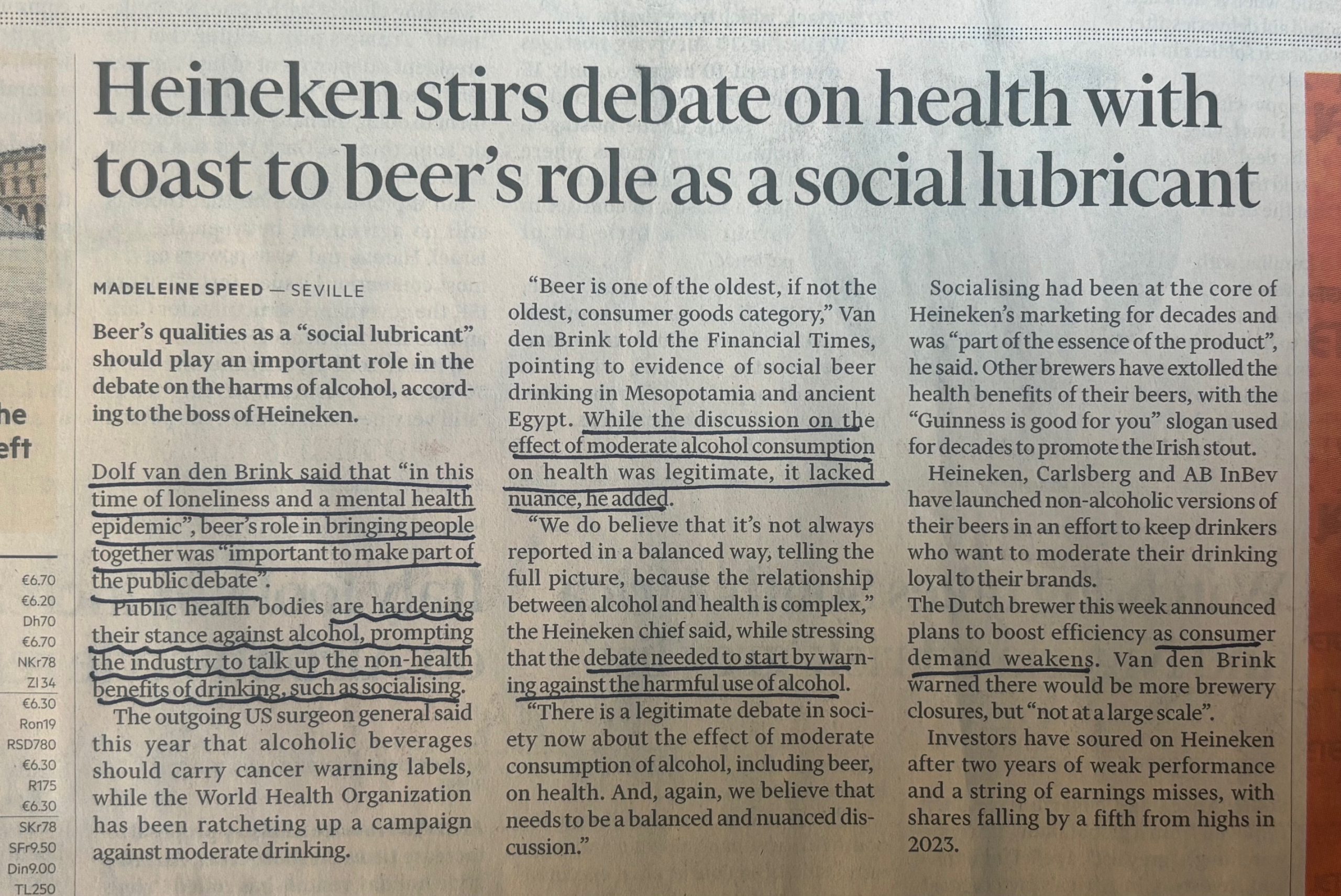 Strategisch issuesmanagement bij Heineken. Gesprek Dolf van den Brink in FT.